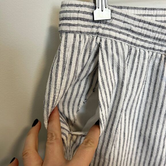 Gap Womens Easy Pant Size Large Linen Elastic-waist Off White Stripe Lounge - Picture 6 of 16